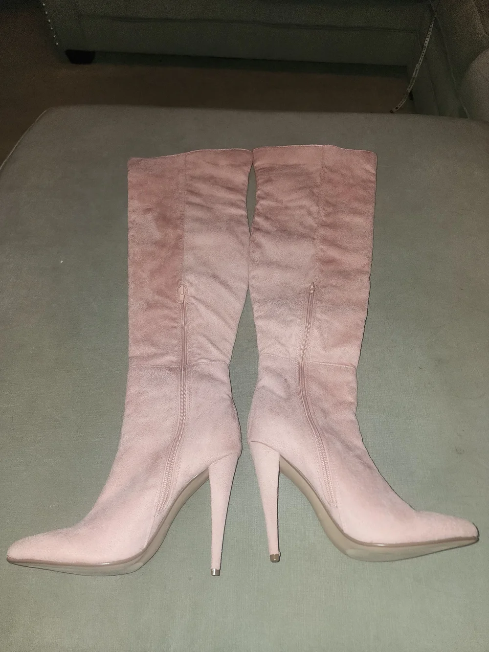 Women’s Over-The-Knee Suede Stiletto Boots in Blush Pink